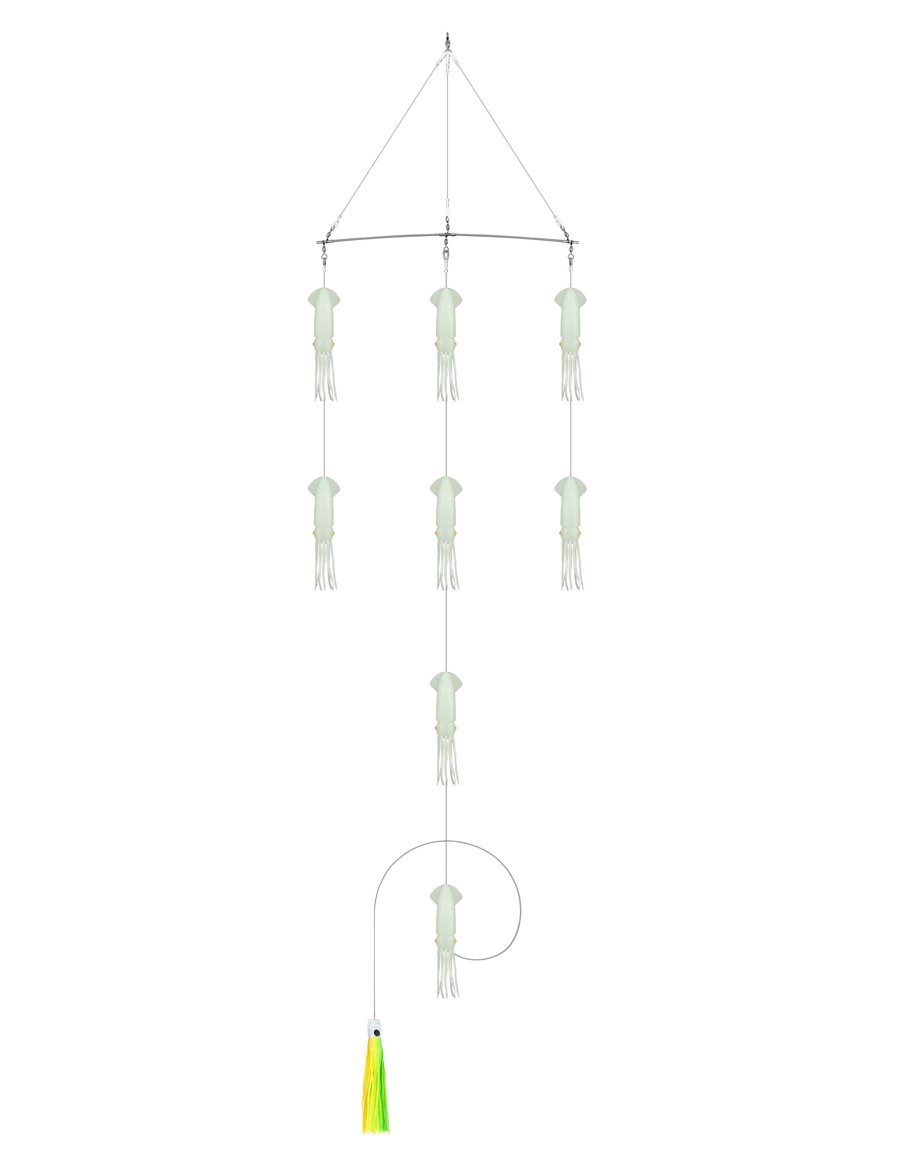 BLUEWING Soft Squid 18'' Spreader Bar with 6in/9in Squid and 316 Stainless Steel Rod