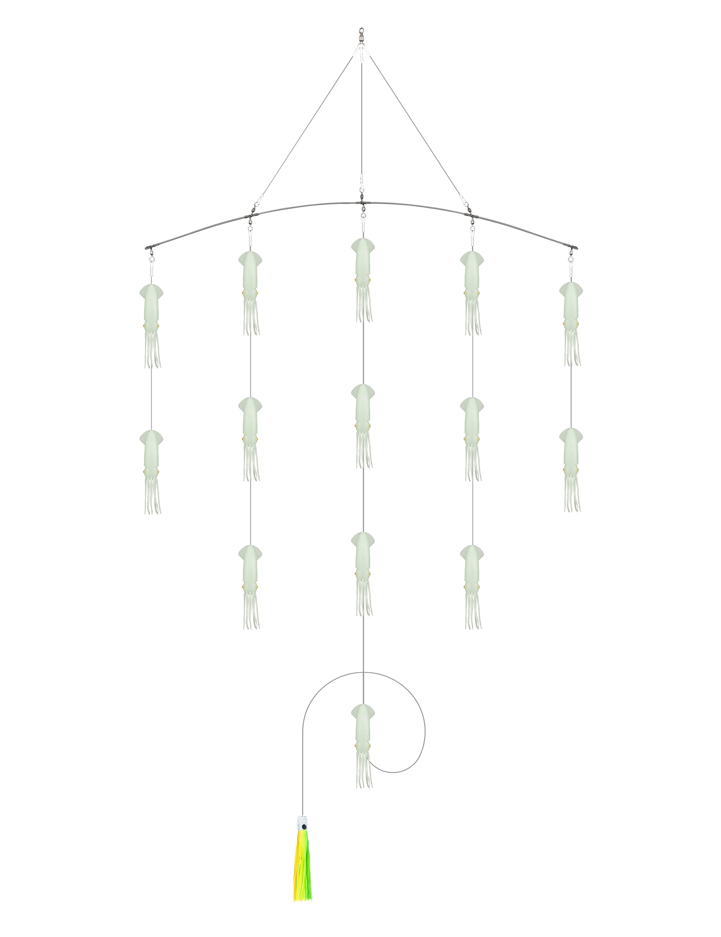 BLUEWING Soft Squid 36'' Spreader Bar with 6in/9in Squid and Stainless Steel Rod