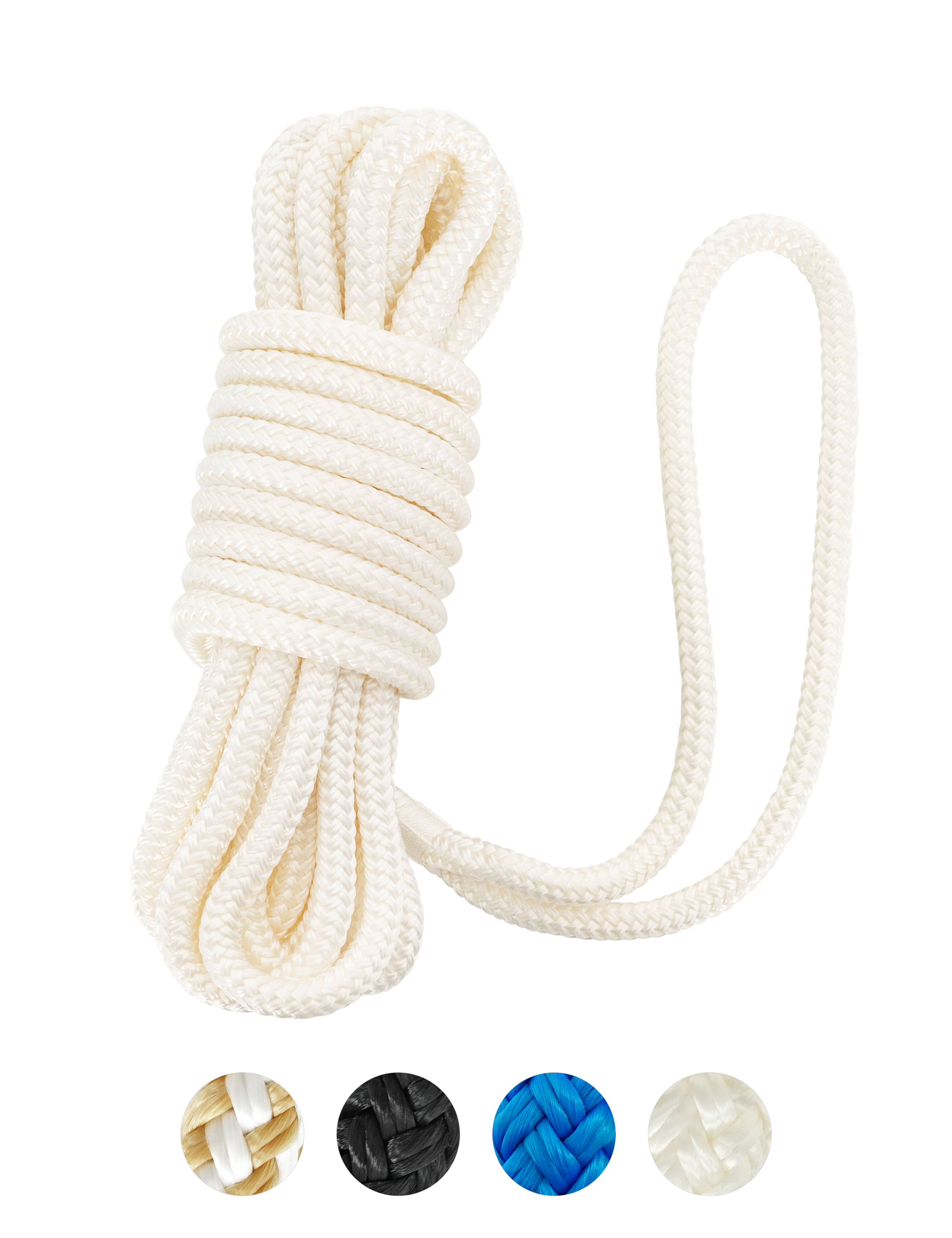BLUEWING 25ft Double Braided Nylon Dock Lines,3/8in 1/2in 5/8in