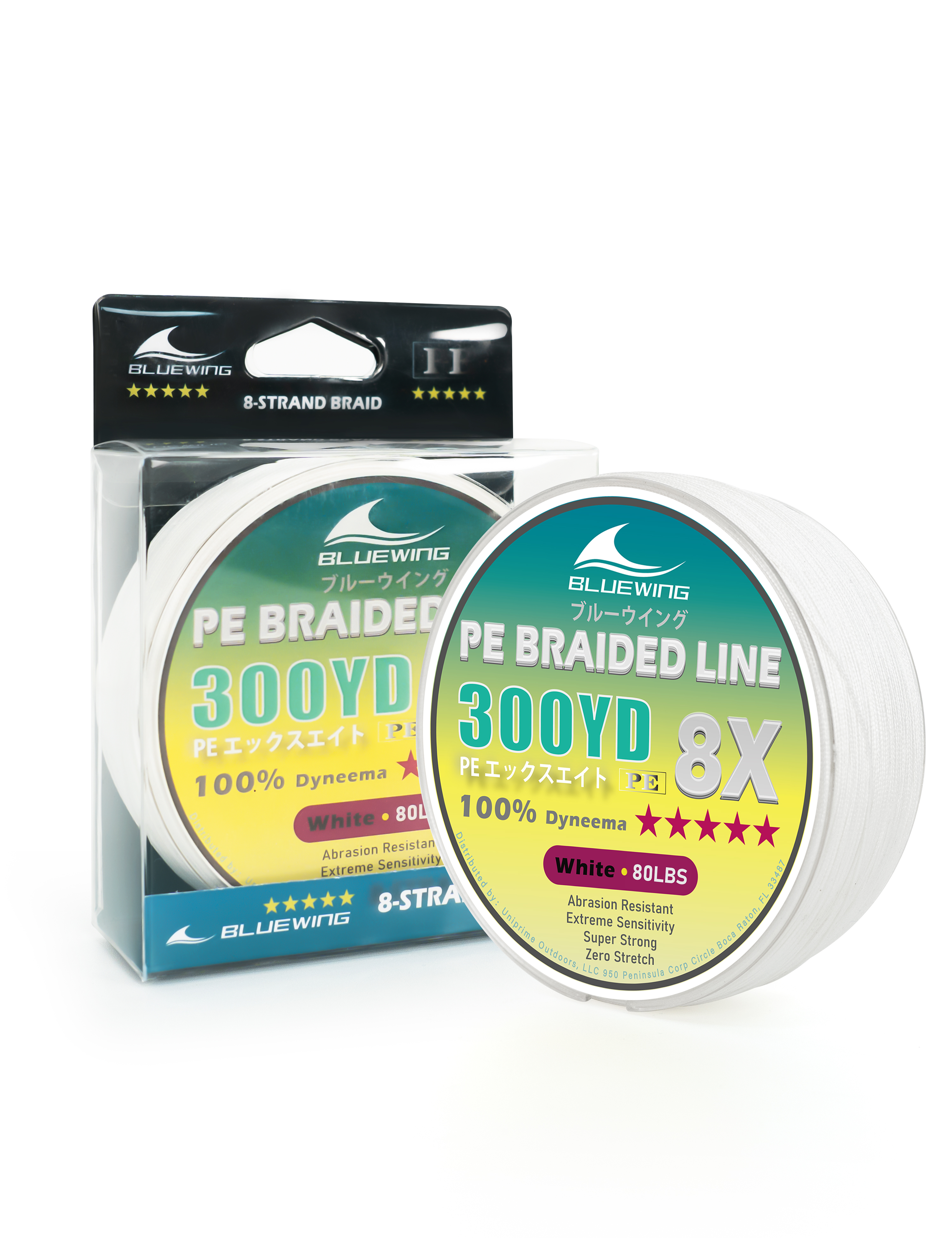 BLUEWING PE Braided Fishing Line 8 Strands, 300yd to 3000yd, 15LBS to 120LBS, Blue, White, Yellow