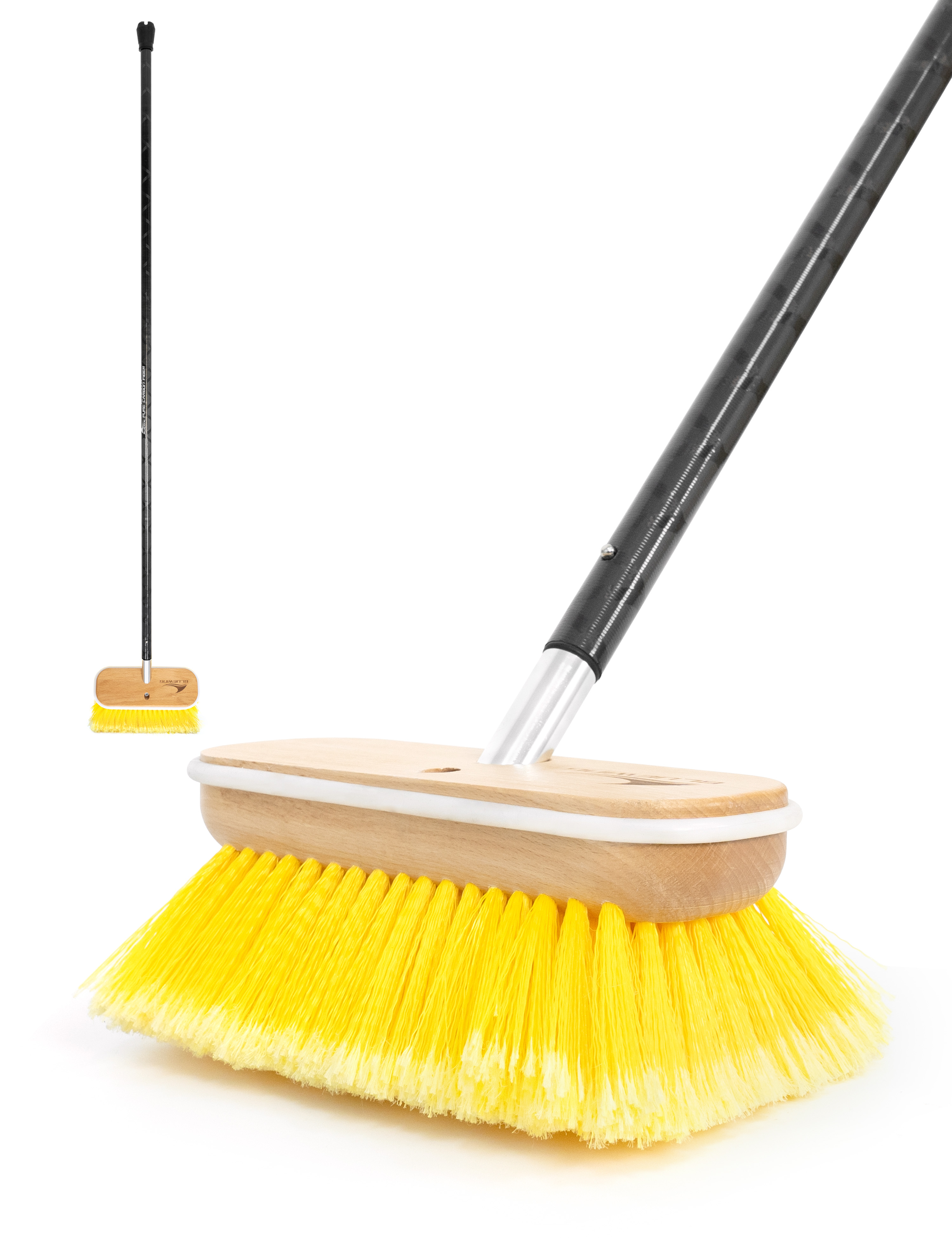 BLUEWING 4ft/6ft/8ft Heavy Duty Deck Brush Boat Brush with Carbon Fiber Handle and Soft/Medium/Hard Bristle