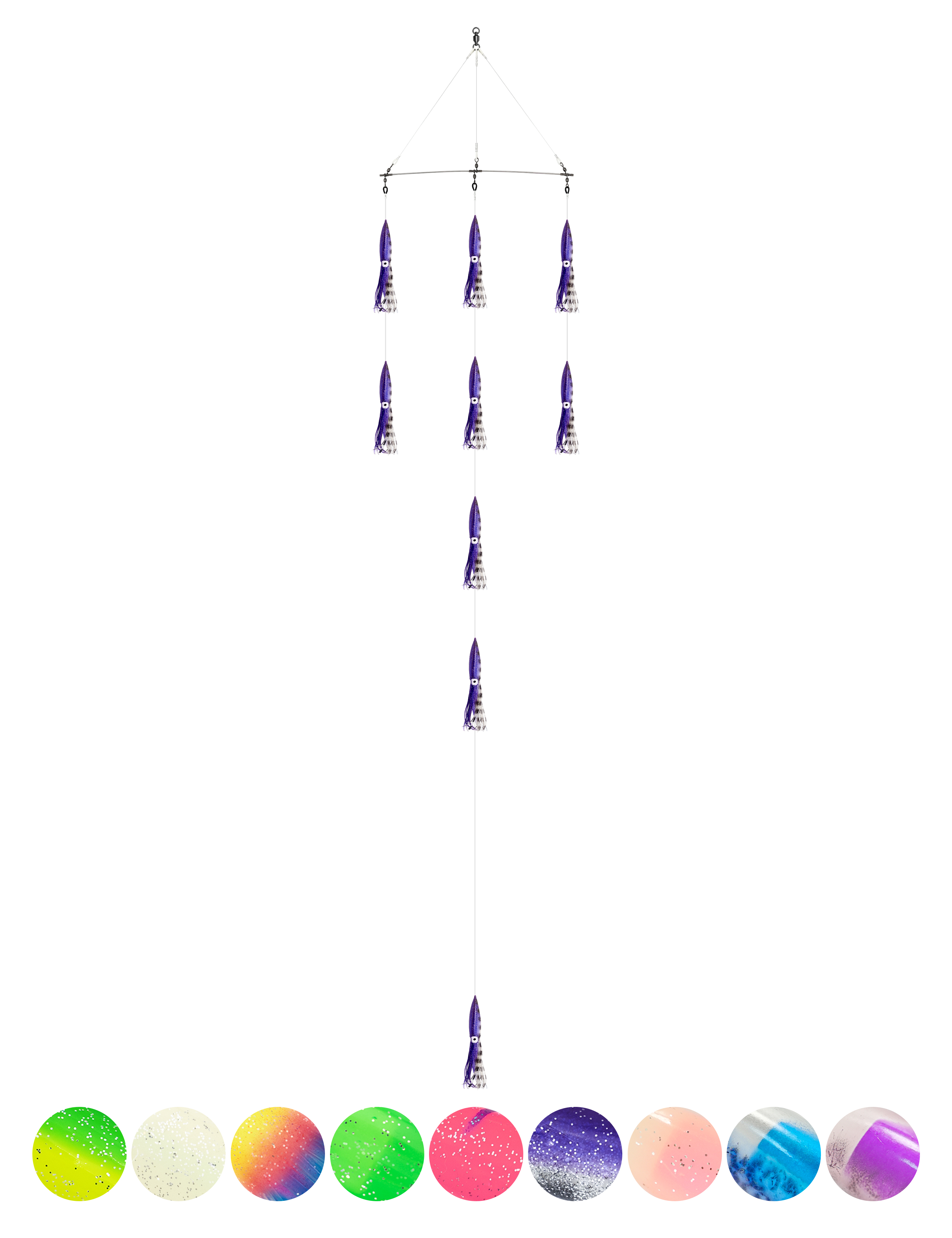 BLUEWING Formation 18in Upgraded Spreader Bar with 6in/9in Squid and 316 Stainless Steel Rod