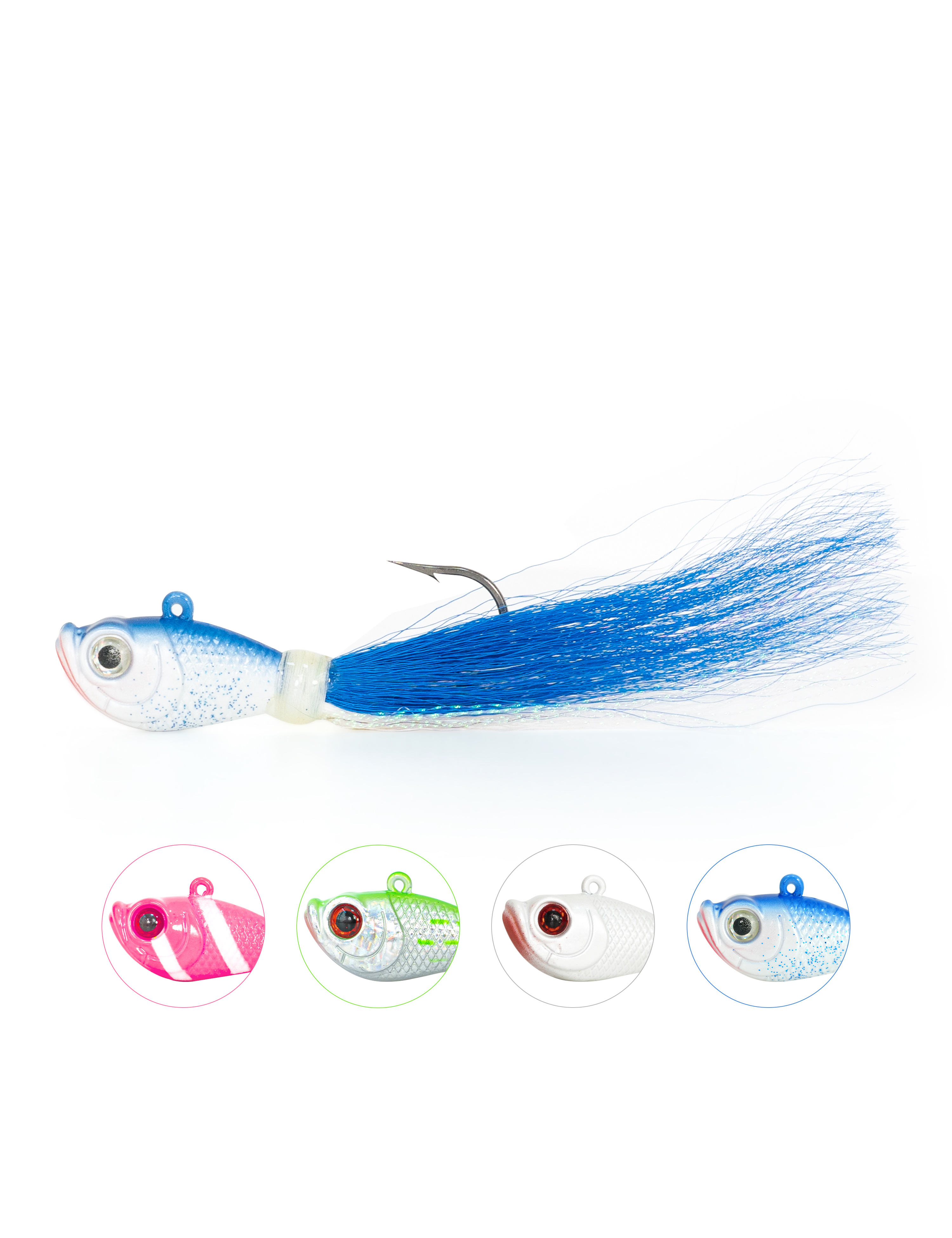 Premium Ultra Minnow Bucktail Jig 1oz – Green Chrome, Striped Bass & Bluefish