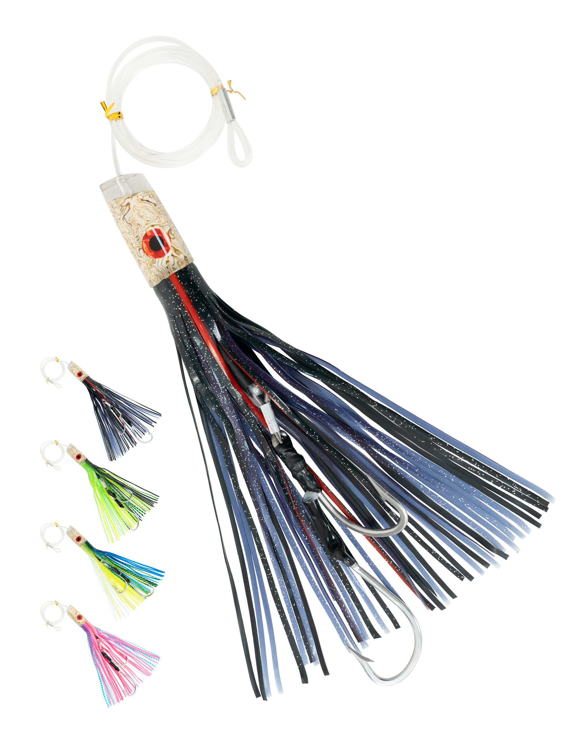 BLUEWING 12in/15in Big Game Trolling Lure with Double Rigged Hookset