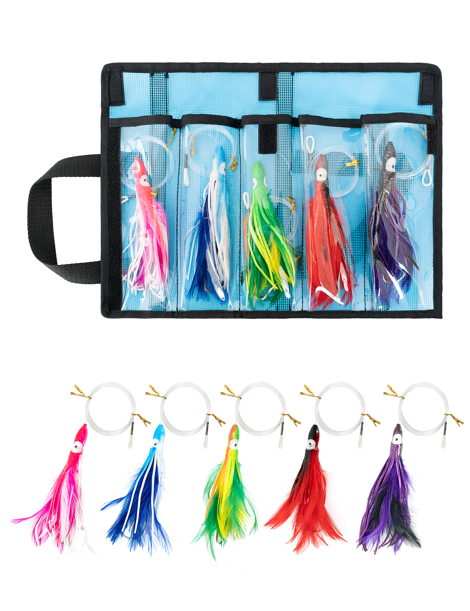 BLUEWING Tuna Feather Squid Lure 5 Pack