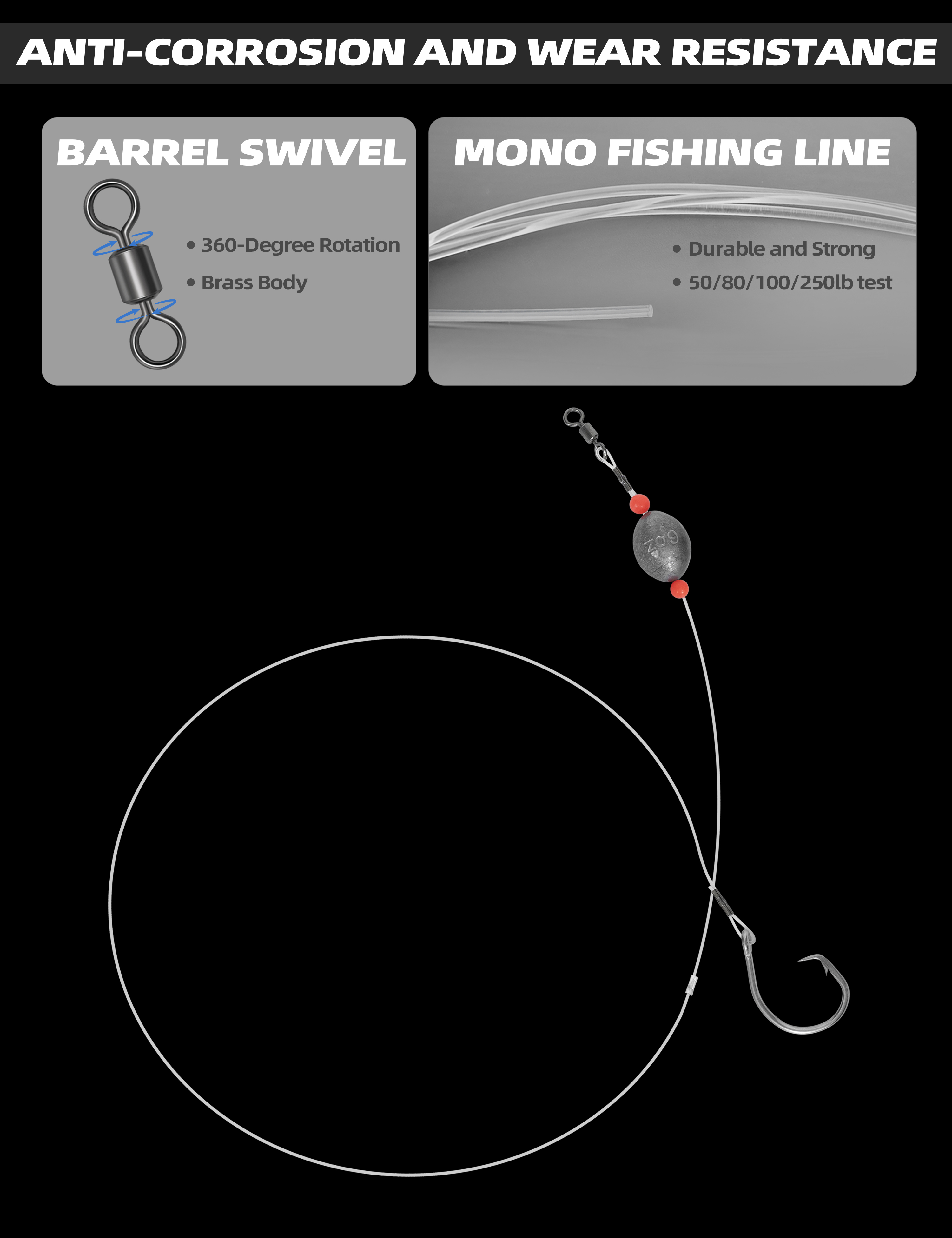 Double Hook Red Snapper Rig Carolina Rig Saltwater Offshore Angler Weighted Grouper Rig With Circle ...