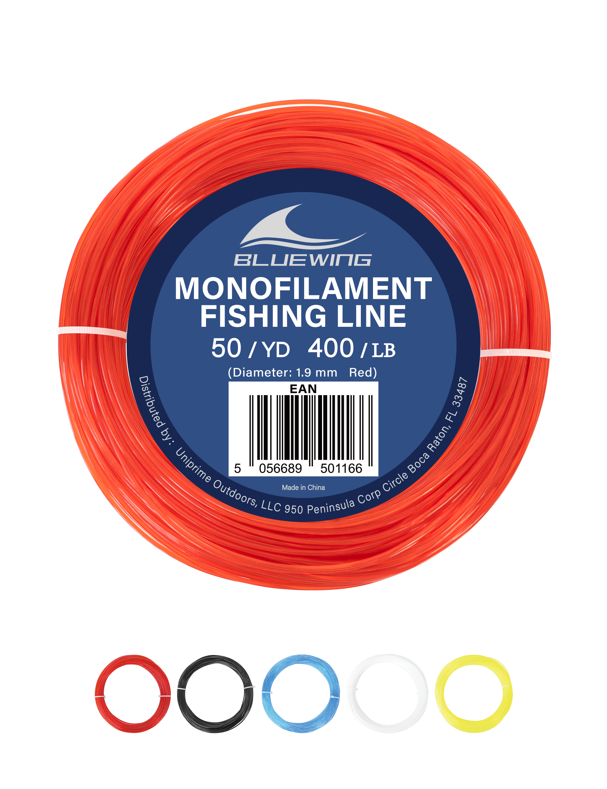 BLUEWING 50/100YD Outrigger Line Rigging Kit Mono with/without Crimps Fishing String 400LB Test